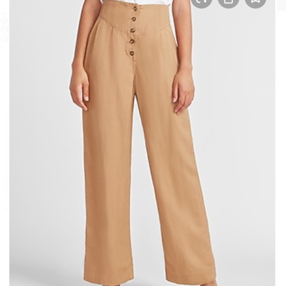 Super high waisted linen wide leg pant. Medium